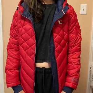 Tommy Hilfiger, Red and Blue Jacket with hoodie size Small